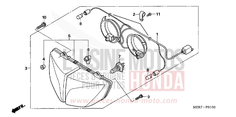 PROJECTEUR (CBF600S/SA) de CBF600S ABS EMERGENCY RED METALLIC (R311) de 2006